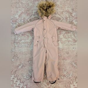 Kuling Sweden Pink Kids Snowsuit with Faux Fur Hood 110